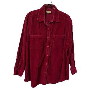 Vintage Cotton Ginny Shirt Womens Red Corduroy Shacket Button Up Whimsigoth